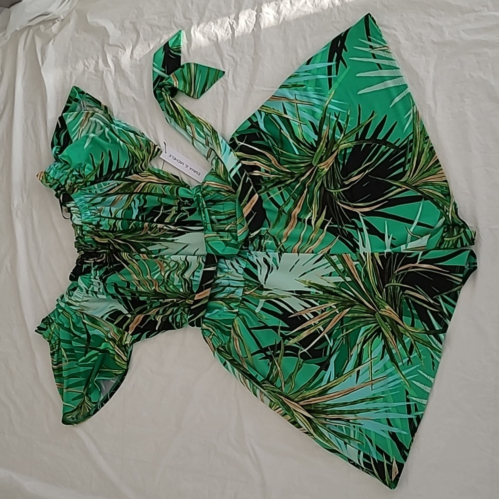 Emma & Michele off the shoulder tropical print Jumpsuit Romper